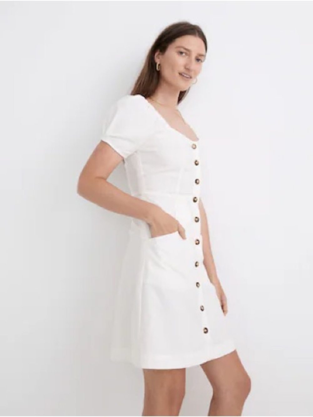 Madewell Linen-Cotton Puff-Sleeve Mini Dress Lighthouse 2